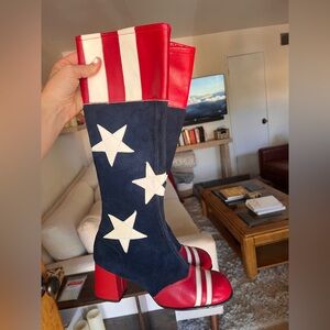 Rare Find Original 60s Sbicca Red, White, and Blue Star Heeled Boots